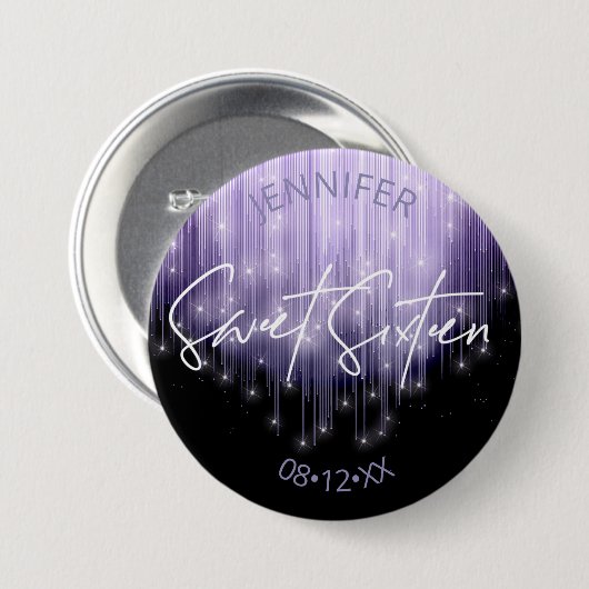 Cascading Lights Sweet 16 Violet ID790 Ronde Button 7,6 Cm (Voorkant /achterkant)
