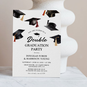 Cascading Motarboards Double Graduation Party Kaart