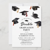 Cascading Motarboards Double Graduation Party Kaart (Voorkant)