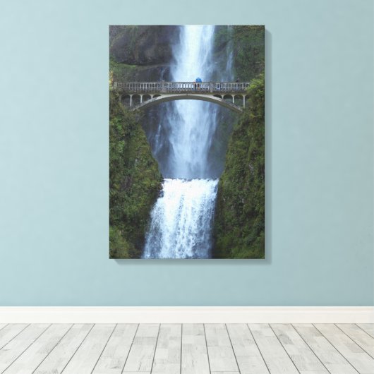 Cascading Multnomah Falls Viewing Bridge Canvas Afdruk (Insitu (Houten vloer))