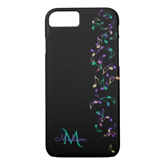 Cascading Muzieknoten Monogram iPhone 7 Hoesje (Achterkant)