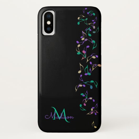 Cascading Muzieknoten Monogram iPhone X Hoesje (Achterkant)