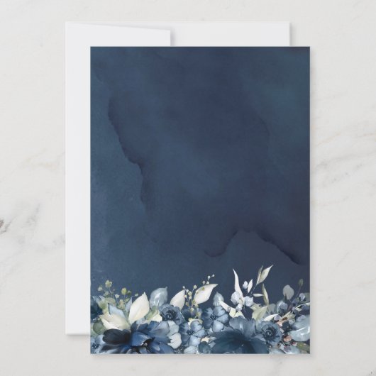 Cascading Navy Blue Peonies Wedding Kaart (Achterkant)