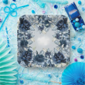 Cascading Navy Peonies Wedding Dinner Papieren Bordje (Feest)