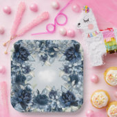 Cascading Navy Peonies Wedding Dinner Papieren Bordje (Feest)