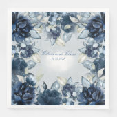 Cascading Navy Peonies Wedding Servet (Voorkant)