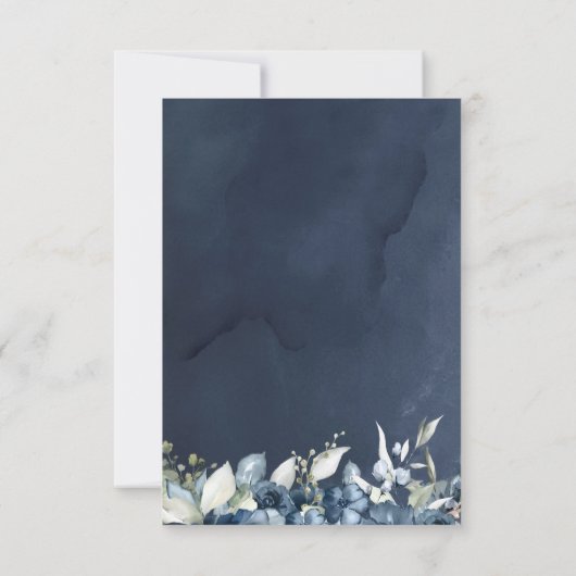 Cascading Navy Peony Wedding Save The Date (Achterkant)