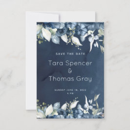 Cascading Navy Peony Wedding Save The Date