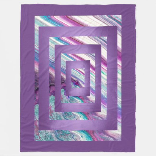 Cascading Paars, blauw, Blauwgroen, wit Abstract Fleece Deken (Voorkant)
