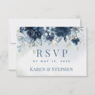 Cascading Peonies Weddenschap Mail Back RSVP Kaartje