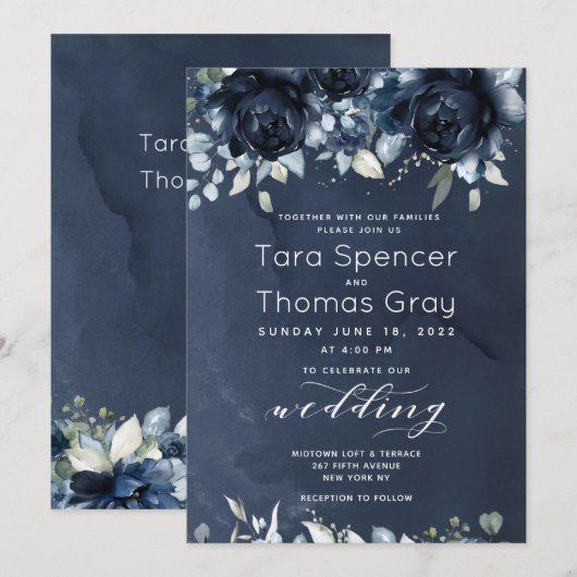 Cascading Peonies Wedding 2 Kaart (Voorkant / Achterkant)