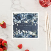 Cascading Peonies Wedding Navy Cocktail Napkins Servet (Insitu)
