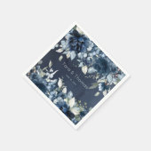 Cascading Peonies Wedding Navy Cocktail Napkins Servet (Hoek)