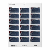 Cascading Peony Burgundy Navy Mailing Etiket (Full Sheet)