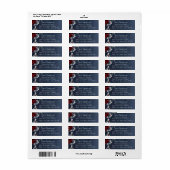 Cascading Peony Burgundy Navy Return Address Etiket (Full Sheet)