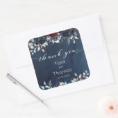 Cascading Peony Burgundy Navy Weddenschap Bedankt Vierkante Sticker (Envelop)