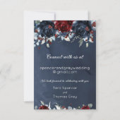 Cascading Peony Burgundy Navy Wedding Online RSVP (Achterkant)