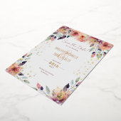 Cascading Pink Floral Wedding Sla de datum op Folie Uitnodiging (Gedraaid)