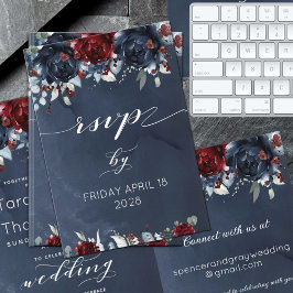 Cascading Pioen Burgundy Marine Huwelijk Online RS RSVP Kaartje