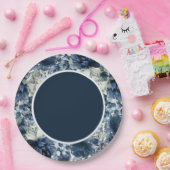 Cascading Pioenen Bruiloft 9 Inch Navy Dinner Bord (Feest)