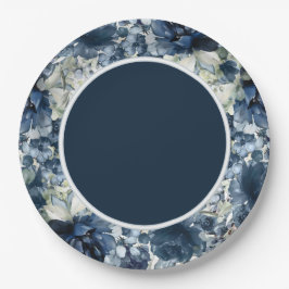 Cascading Pioenen Bruiloft 9 Inch Navy Dinner Bord