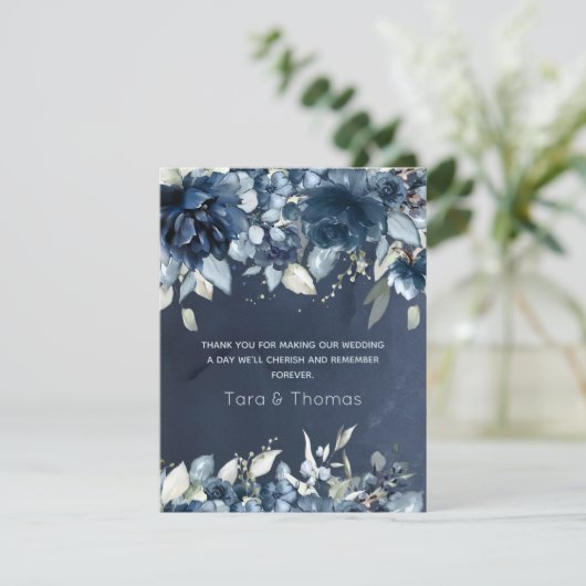 Cascading Pioenen Bruiloft Dank u Bedankkaart (Staand voorkant)