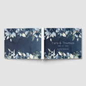 Cascading Pioenen Bruiloft Navy Blauw Gastenboek (Volledig)