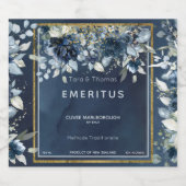 Cascading Pioenen Bruiloft Navy Mousserende Wijn L Sparkling Wijnetiket (Enkel label)