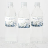 Cascading Pioenen Bruiloft Water Fles Label Waterfles Etiket (Flessen)
