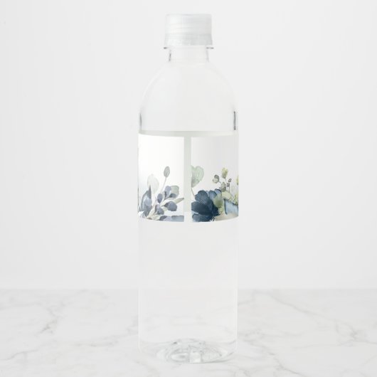 Cascading Pioenen Bruiloft Water Fles Label Waterfles Etiket (Achterkant)