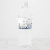 Cascading Pioenen Bruiloft Water Fles Label Waterfles Etiket (Voorkant)