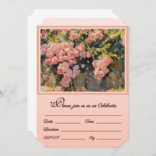 Cascading Roses nodigen u uit om te vieren Kaart (Voorkant / Achterkant)