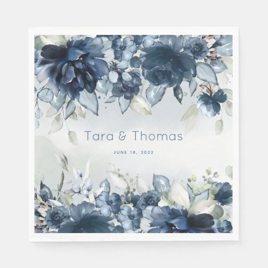 Cascading Rozen bruiloft 6 inch vierkant Servet (Voorkant)