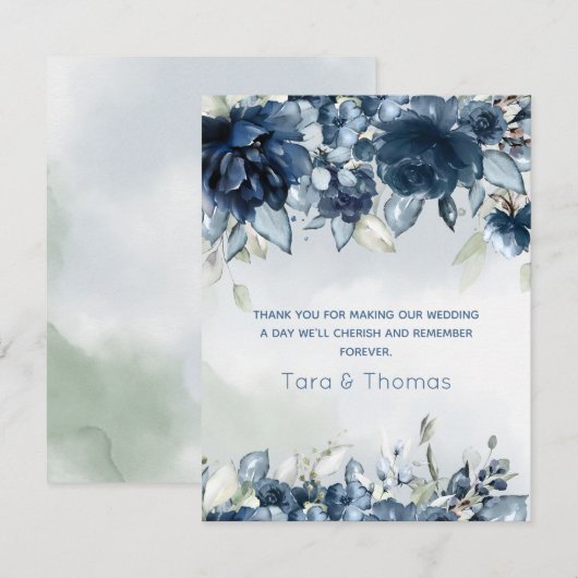 Cascading Rozen Bruiloft Bedankkaart (Voorkant / Achterkant)