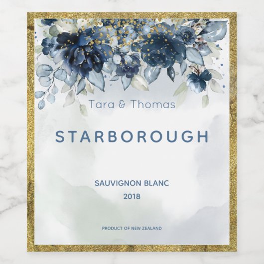 Cascading Rozen Bruiloft Wijnfles Etiket (Enkel label)