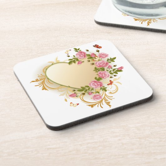 Cascading Rozen Gold Heart Drankjes Onderzetter (Linkerzijde)