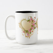 Cascading Rozen Gold Heart Tweekleurige Koffiemok (Links)