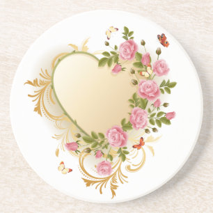 Cascading Rozen Gold Heart Zandsteen Onderzetter