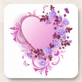 Cascading Rozen Lavendel Hart Drankjes Onderzetter (Voorkant)