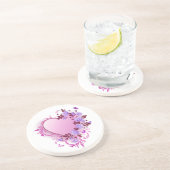 Cascading Rozen Lavendel Hart Zandsteen Onderzetter (Zijkant)