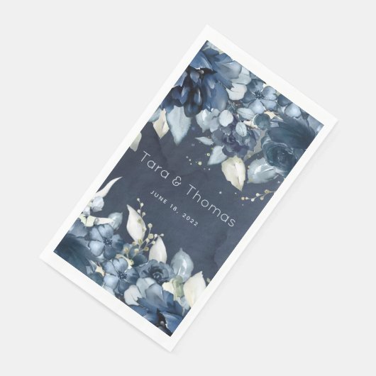 Cascading Rozen Weddenschap Long Navy Dinner Napki Servet (Hoek)