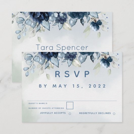 Cascading Rozen Weddenschap RSVP Geen maaltijdkaar Kaartje (Voorkant / Achterkant)