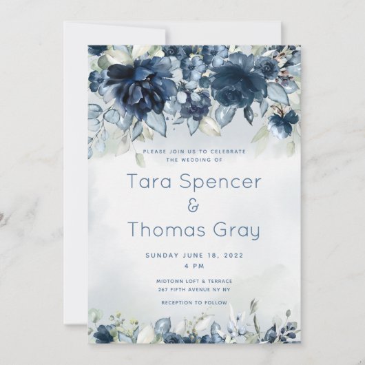 Cascading Rozen Wedding Luxury Invitation Suite Kaart (Voorkant)