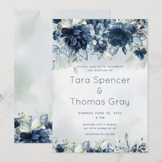 Cascading Rozen Wedding Luxury Invitation Suite Kaart (Voorkant / Achterkant)