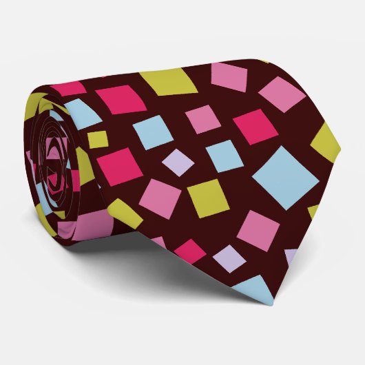 Cascading Squares - Donkerbruin Stropdas (Opgerold)