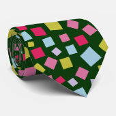 Cascading Squares - Donkergroen Stropdas (Opgerold)
