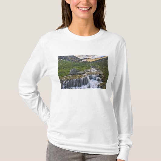 Cascading stream, Glacier National Park T-shirt (Voorkant)