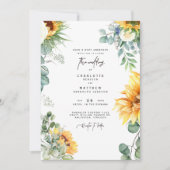 Cascading Sunflower Greenery Bride Parents Sage Kaart (Voorkant)