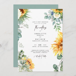 Cascading Sunflower Greenery Bride Parents Sage Kaart