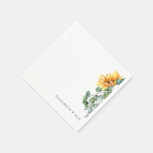 Cascading Sunflower Greenery Sage Wedding Servet (Hoek)